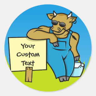 Adesivo Redondo Vaca com sinal