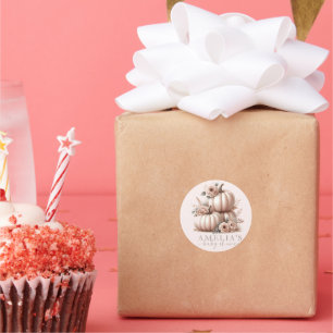 Adesivo Redondo Vaca Cor-de-rosa-rosa Queda de Cama de Abóbora