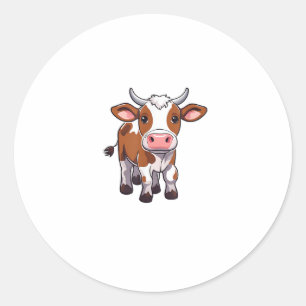 Adesivo Redondo Vaca de Cartoon