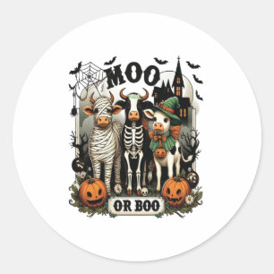 Adesivo Redondo Vaca de Moo ou Boo Halloween