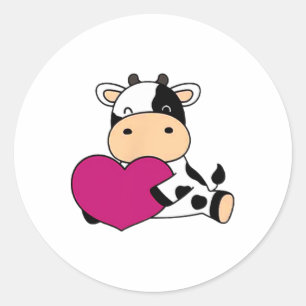 Adesivo Redondo Vaca de Namorados de tamanho de bolso de vaca em C