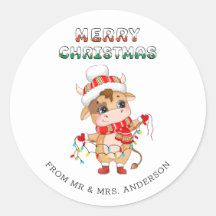 Vaca de Natal bonita vestindo roupa de inverno