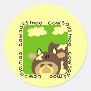 Adesivo Redondo Vaca diz Camisetas e presentes