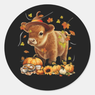 Adesivo Redondo Vaca Do Planalto Cai E Deixa Pumpkins Obrigado De