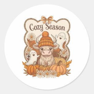 Adesivo Redondo Vaca do Pumpkin-Highland Ghost Halloween