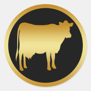 ADESIVO REDONDO VACA DOURADO