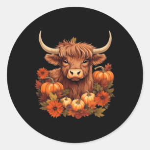 Adesivo Redondo Vaca E Deixa Pumpkins No Outono Ocidental