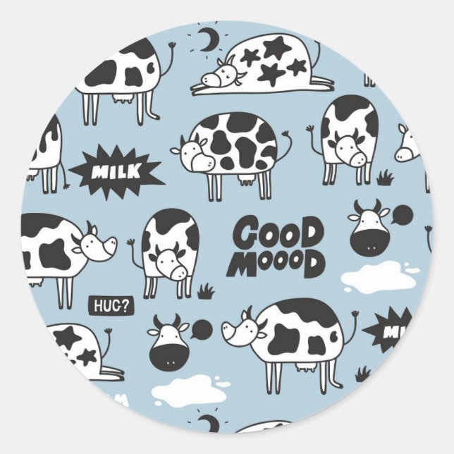 Adesivo Redondo Vaca e leite (Frente)