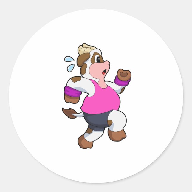 Adesivo Redondo Vaca em Execução (Frente)