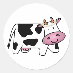 Adesivo Redondo Vaca em pé com margaridas