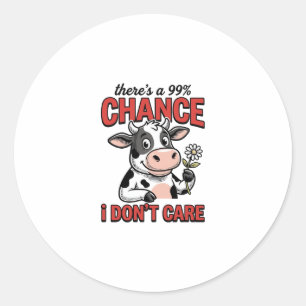 Adesivo Redondo Vaca Engraçada Chance Eu Não Me Importo Vintage