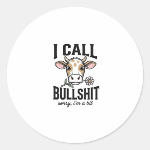 Adesivo Redondo Vaca Engraçada Eu Chamo Camisa Vintage Design_1