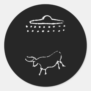Adesivo Redondo Vaca Engraçada Ou Manipulando A Pintura Da Caverna