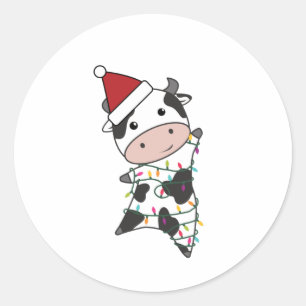 Adesivo Redondo Vaca Fada De Natal Luz Fácil Animais Para Crianças