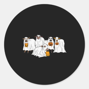 Adesivo Redondo Vaca Fantasma Engraçada Halloween Fazendeiro Doce