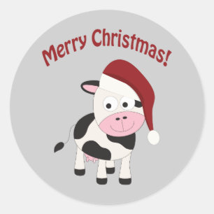 Adesivo Redondo Vaca Feliz de Natal