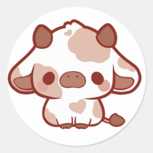 Adesivo Redondo Vaca Kawaii