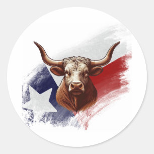 Adesivo Redondo Vaca longhorn do Texas