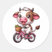 Vaca Marrom e Branca Andando de Bicicleta
