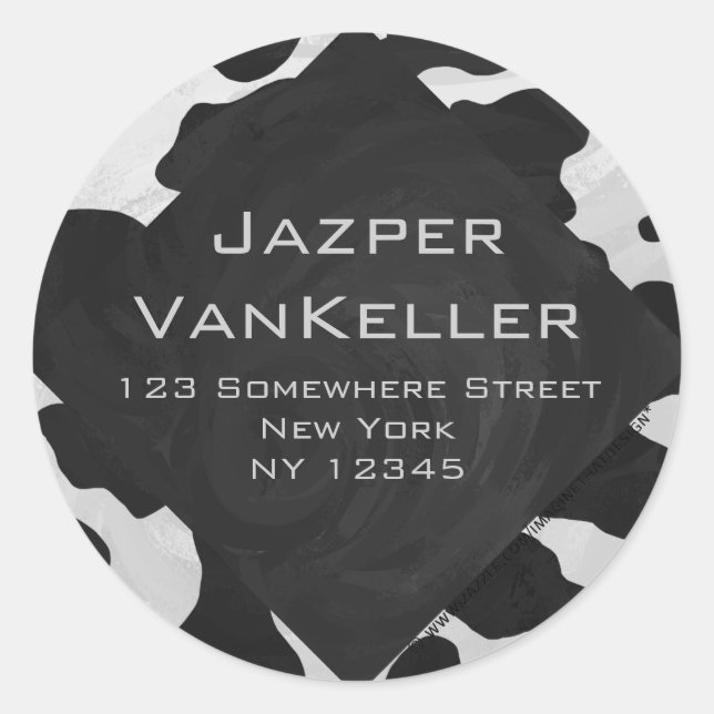 Adesivo Redondo Vaca monográfica preta e branca (Frente)