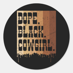 Adesivo Redondo Vaca Negra Droga Cowgirl Melanina Rodeio Africano 