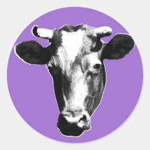 Adesivo Redondo Vaca Pop Art