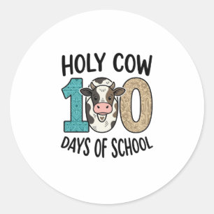 Adesivo Redondo Vaca Sagrada 100 Dias de Escola Camisa de Vaca Vin