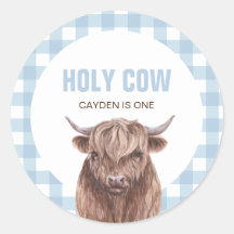 Vaca sagrada estou um azul Xadrez aniversário Clás
