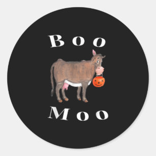 Adesivo Redondo Vaca Trick Or Treat Halloween Ghost Boo Moo