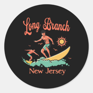 Adesivo Redondo Vacacionista de Nova Jersey Long Branch Nj Praia d