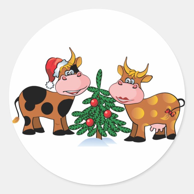 Adesivo Redondo Vacas de Natal (Frente)