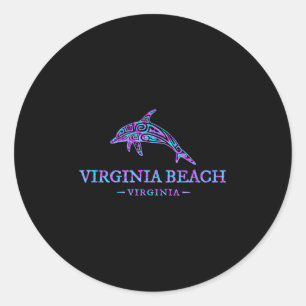 Adesivo Redondo Vacinação Colorida de Golfinhos na Virginia Beach