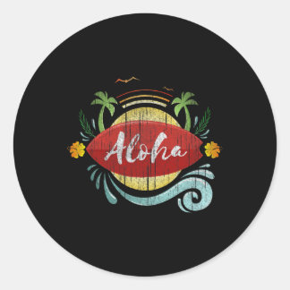 Adesivo Redondo Vacinação de surfistas havaianos Aloha Hawaii Luau