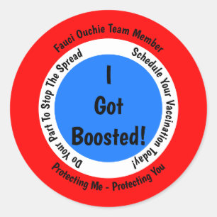 Adesivo Redondo Vacinação Fauci Ouchie Eu Fui Reforçada