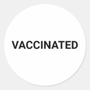 Adesivo Redondo Vacinado, branco preto personalizável