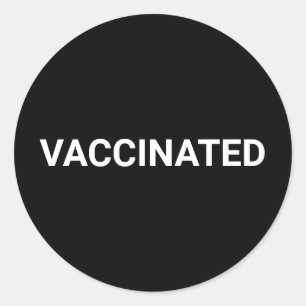 Adesivo Redondo Vacinado, branco preto personalizável simples