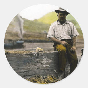 Adesivo Redondo Vagabundo da estrada de ferro do vintage