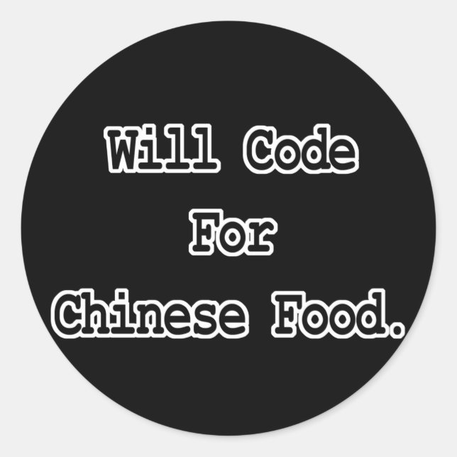 Adesivo Redondo vai programar por comida chinesa (Frente)
