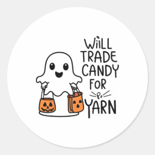 Adesivo Redondo Vai Trocar Doces Para O Dia de as Bruxas engraçado