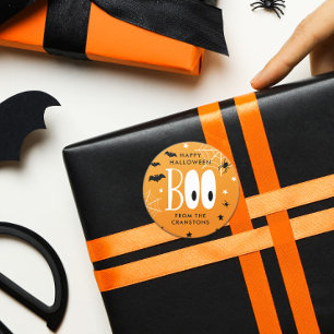 Adesivo Redondo Vaia o Dia das Bruxas feliz alaranjado