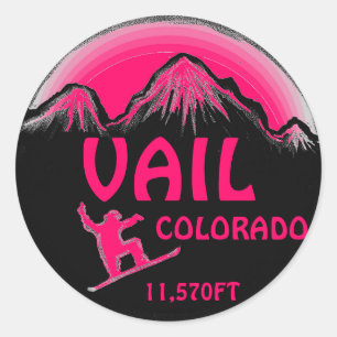 Adesivo Redondo Vail Colorado, marcadores de arte rosa-rosa-rosa-b