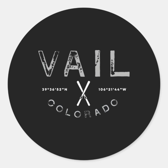 Adesivo Redondo Vail Colorado Ski (Frente)