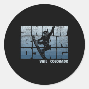 Adesivo Redondo Vail Colorado Snowboard Resort Legal Vintage Sno