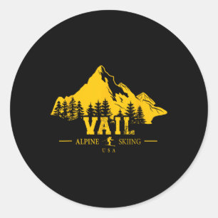 Adesivo Redondo Vail Colorado Usa Ski Resort alpino Souveni