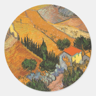 Adesivo Redondo Vale com Plowman por Vincent van Gogh