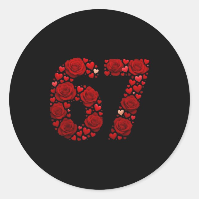 Adesivo Redondo Valentine 67 Meme Rose Hearts Funny Six Seven Vale (Frente)