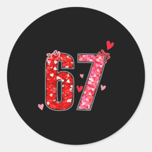Adesivo Redondo Valentine 67 Seis Sete Dito Engraçado Meme Viral 
