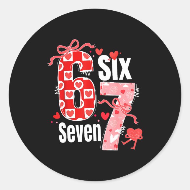 Adesivo Redondo Valentine 67 Six Seven Heart Coquette Bow Valentin (Frente)