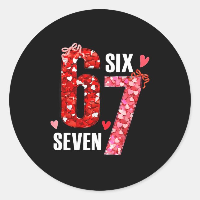 Adesivo Redondo Valentine 67 Six Seven Rose Hearts Bow Valentine’s (Frente)