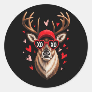 Adesivo Redondo Valentine Buck Camo Deer Retro Caça Meninos Boné